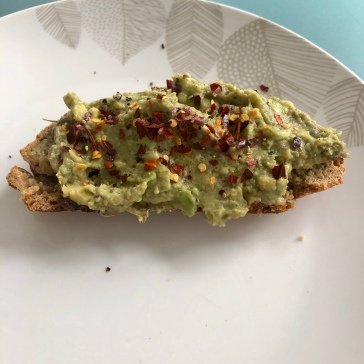 Smashed avo and chilli flakes